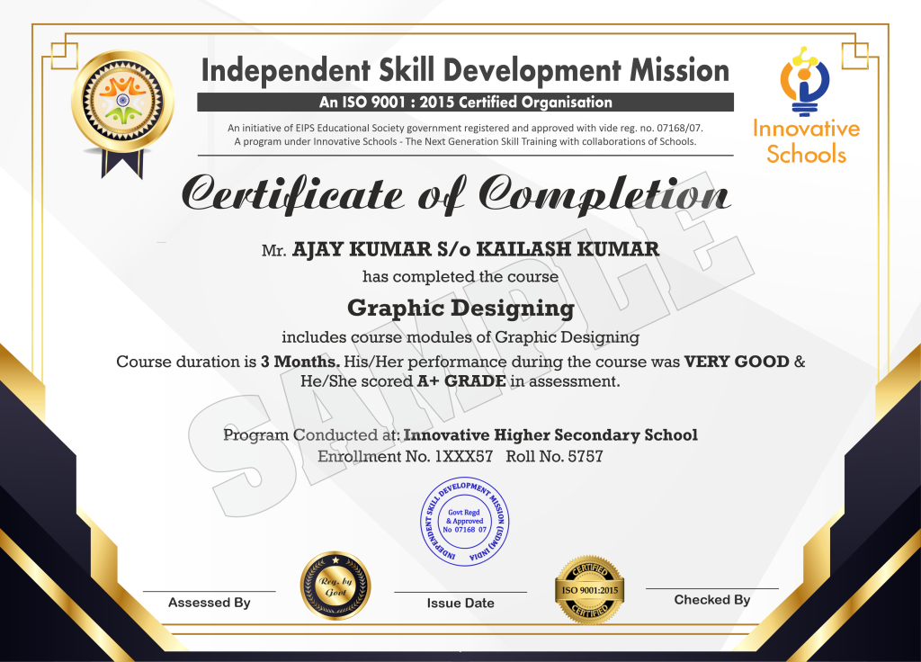 Graphic Design course certificate